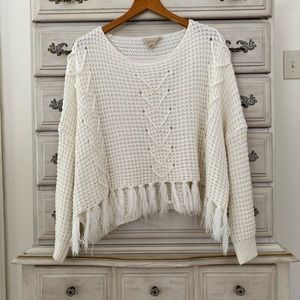Vici White Fringe Sweater